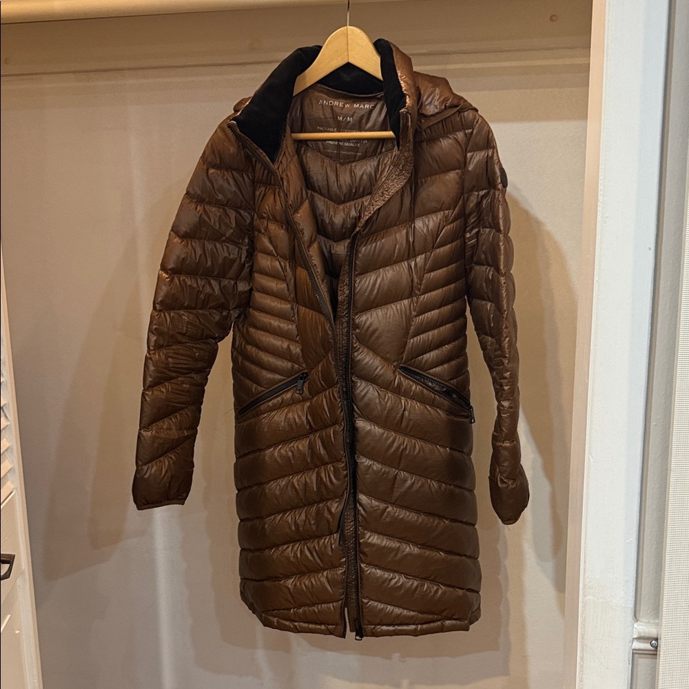 Andrew Marc Chocolate Brown Puffer Coat